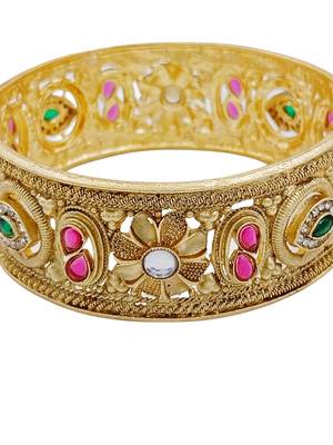 Floral motif gold kada pair 3