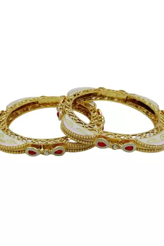 Meenakari enamel gold kada pair