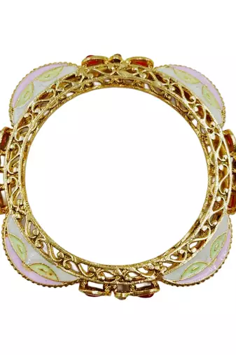 Meenakari enamel gold kada pair