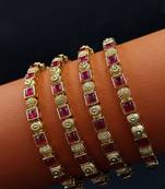 Ruby-set slim gold bangles