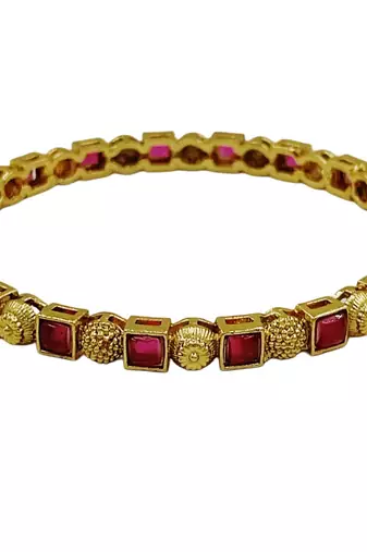 Ruby-set slim gold bangles