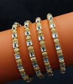 White crystal gold bangles set