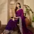 women's purple silk blend chiffon embroidered saree with unstitched blouse piece