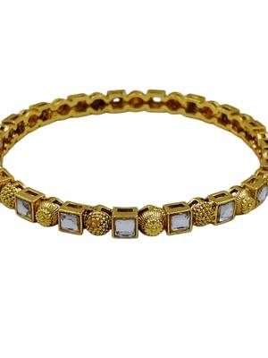 White crystal gold bangles set 3