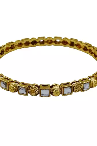 White crystal gold bangles set