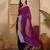 women's purple silk blend chiffon embroidered saree with unstitched blouse piece