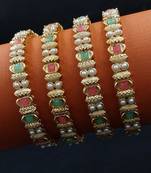 Multi-stone pearl accent bangles