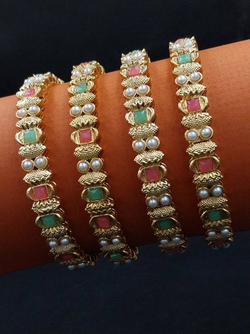 Multi-stone pearl accent bangles