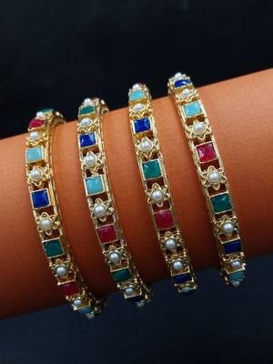 Royal navratna-style pearl bangles 1
