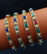 Royal navratna-style pearl bangles