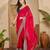 women's rani silk blend chiffon embroidered saree with unstitched blouse piece