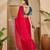 women's rani silk blend chiffon embroidered saree with unstitched blouse piece