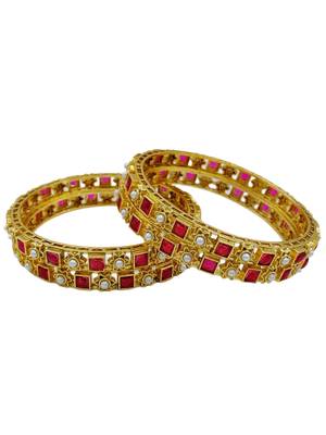 Ruby & pearl slim bangle set 2