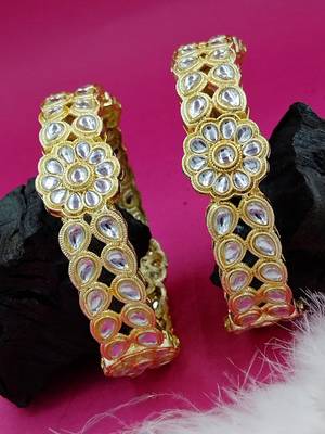 Floral kundan polki kada pair 1