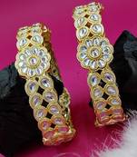 Floral kundan polki kada pair