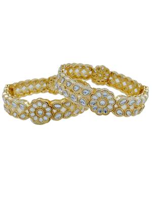 Floral kundan polki kada pair 2