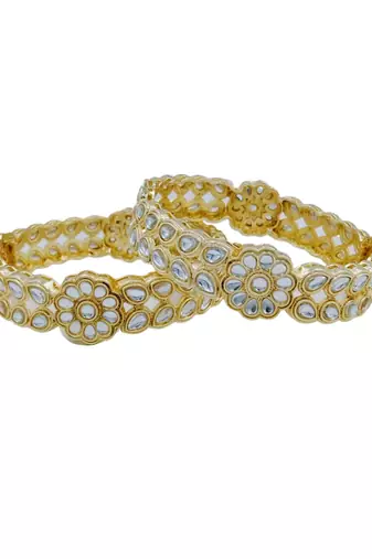Floral kundan polki kada pair