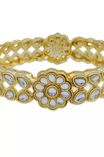 Floral kundan polki kada pair