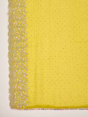 women's neon silk blend chiffon embroidered saree with unstitched blouse piece 5