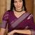 Women's wine silk chiffon embroidered saree with unstitched blouse piece