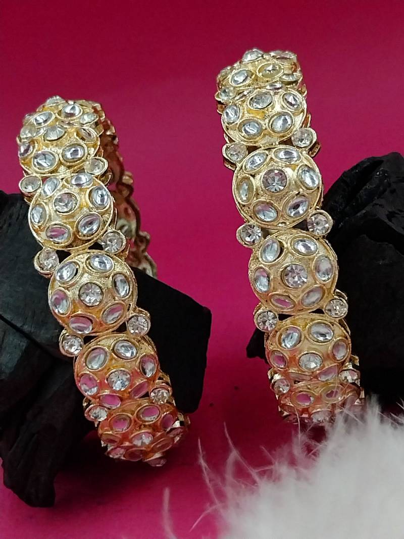 Geometric kundan polki kada set