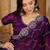 women's purple silk blend chiffon embroidered saree with unstitched blouse piece