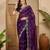 women's purple silk blend chiffon embroidered saree with unstitched blouse piece