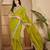 Women's green georgette bandhni saree with unstitched blouse piece