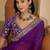 Women's purple georgette bandhni saree with unstitched blouse piece