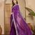 Women's purple georgette bandhni saree with unstitched blouse piece