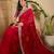 Women's red georgette bandhni saree with unstitched blouse piece