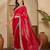 Women's red georgette bandhni saree with unstitched blouse piece