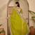 Women's green georgette bandhni saree with unstitched blouse piece