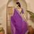 Women's purple georgette bandhni saree with unstitched blouse piece