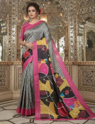 Multicolor premium printed saree with blouse 1