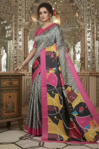 Multicolor premium printed saree with blouse