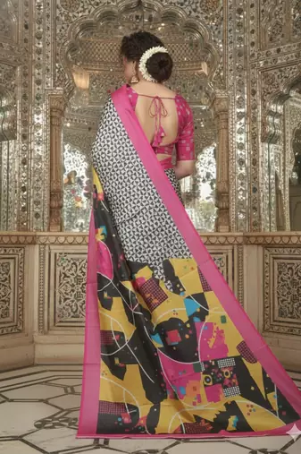 Multicolor premium printed saree with blouse