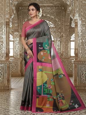 Multicolor premium printed saree with blouse 1