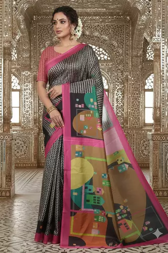 Multicolor premium printed saree with blouse