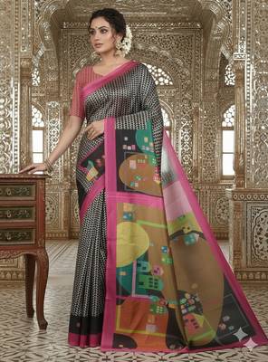 Multicolor premium printed saree with blouse 2