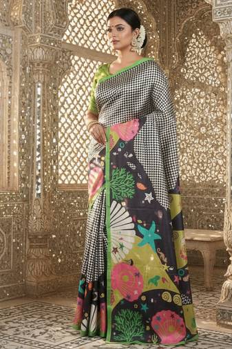 Multicolor premium printed saree with blouse