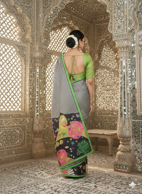 Multicolor premium printed saree with blouse 4
