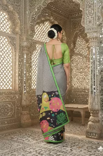 Multicolor premium printed saree with blouse