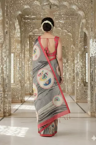 Multicolor premium printed saree with blouse