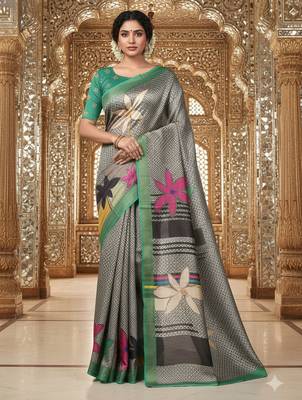 Multicolor premium printed saree with blouse 1
