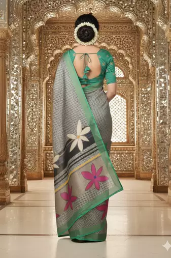 Multicolor premium printed saree with blouse