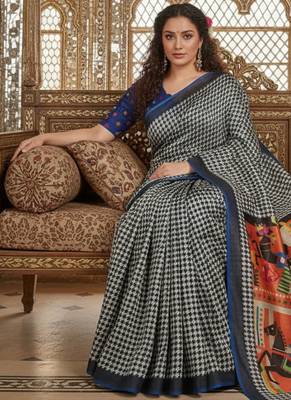 Multicolor premium printed saree with blouse 4