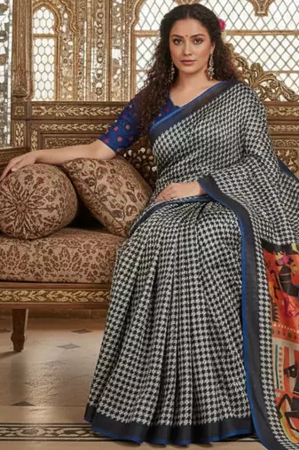 Multicolor premium printed saree with blouse
