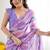 Lavender Georgette Printed Mirror Work Border Designer Saree