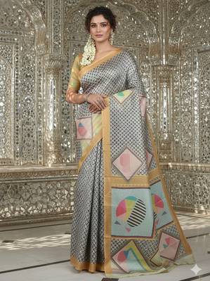 Multicolor premium printed saree with blouse 1